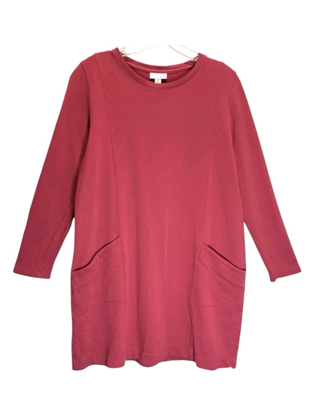 J. Jill Muted Red French Terry Relaxed Fit Sweatshirt Dress - Medium Petite